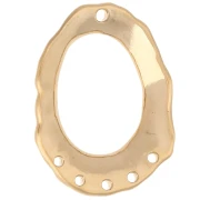 Textured hollow oval chandelier pendant 35x27 mm 5 holes - Gilded with fine gold x1