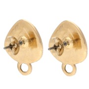 Rounded triangle stud earrings 19.5x15 mm - Gilded with fine gold - Topaz x2