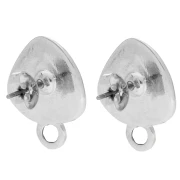 Rounded triangle stud earrings 19.5x15mm Fine Antique Silver plating Turquoisex2