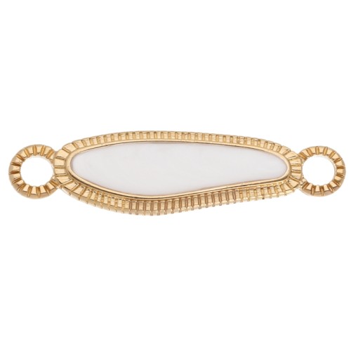 Irregular spacer 33x8.5 mm and epoxy resin - Gold-plated - Pearlescent white