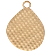 Irregular drop pendant 32x24 mm epoxy resin - Gilded with fine gold - Pearlescent white