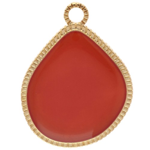 Pendant irregular drop 32x24 mm epoxy resin - Gilded with fine gold - Topaz x1