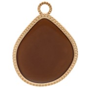 Pendant irregular drop 32x24 mm epoxy resin - Gilded with fine gold - Brown x1