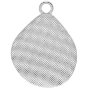 Pendant irregular drop 32x24 mm epoxy - Antique fine silver plating - Brown