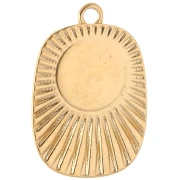 Ethnic rectangle pendant 26x17.5 mm epoxy resin - Gilded with fine gold - Topaz x1