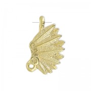 Charm Indian headdress 13 mm satin gold tone x1|raw }}