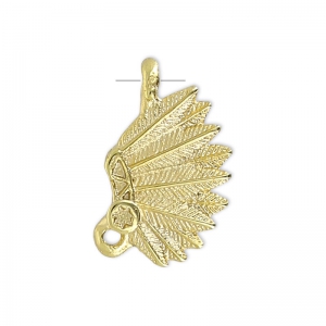 Charm Indian headdress 13 mm satin gold tone x1