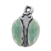 Ladybird charm Enamelled Turquoise Green with spangles 16mm x1|raw }}