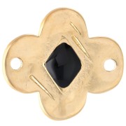Flower spacer 19x17 mm with epoxy resin - Gold-plated - Black x1