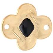 Flower spacer 19x17 mm with epoxy resin - Gold-plated - Black x1