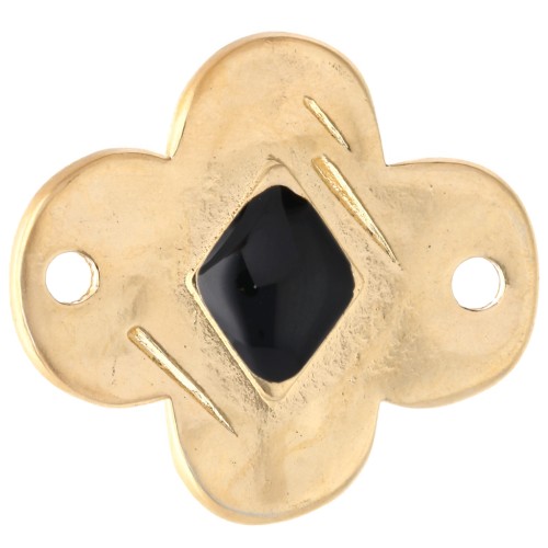 Flower spacer 19x17 mm with epoxy resin - Gold-plated - Black x1