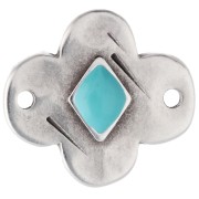 Flower spacer 19x17 mm epoxy resin - Antique fine silver veneer - Turquoise
