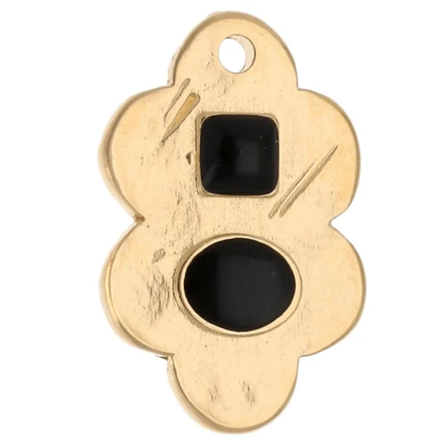 Leaf pendant 21x14 mm and epoxy resin - Gilded with fine gold - Black x1