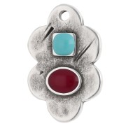 Leaf pendant 21x14 mm epoxy resin - Fine Arg veneer old Turquoise - Red
