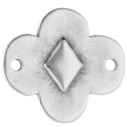 Flower spacer 19x17 mm with epoxy resin - Aged fine silver veneer - Red