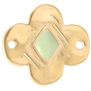 Flower spacer 19x17 mm with epoxy resin - Gilded with fine gold - Pastel green x1