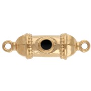 Ethnic tube spacer 26x8 mm with epoxy resin - Gold-plated - Black x1