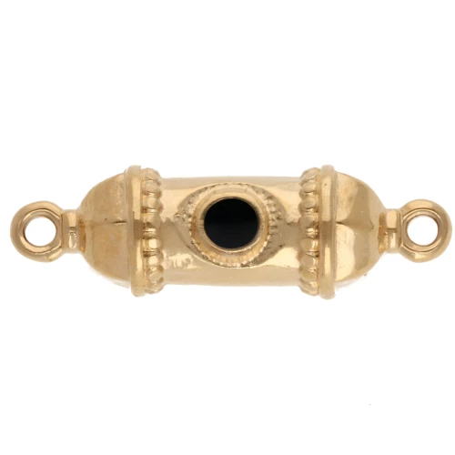 Ethnic tube spacer 26x8 mm with epoxy resin - Gold-plated - Black x1