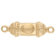 Ethnic tube spacer 26x8 mm with epoxy resin - Gilded with fine gold - Turquoise