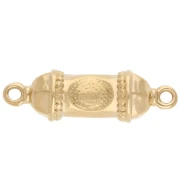 Ethnic tube spacer 26x8 mm with epoxy resin - Gilded with fine gold - Turquoise