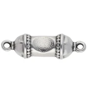 Ethnic tube spacer 26x8 mm - Aged fine silver veneer - Turquoise