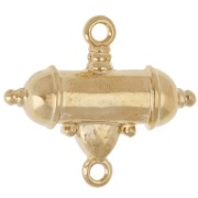 Ethnic tube and drop spacer 20x23 mm - Gilded with fine gold - Black x1