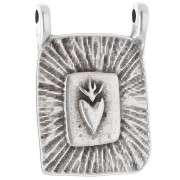 Rectangular pendant 20.5x14 mm heart motif Antique sterling silver veneer
