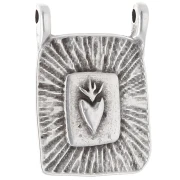 Rectangular pendant 20.5x14 mm heart motif Antique sterling silver veneer