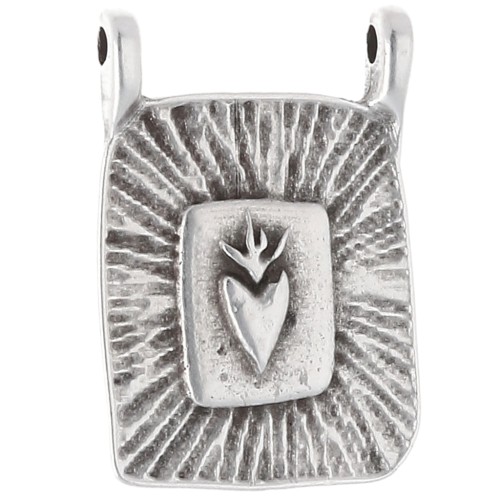Rectangular pendant 20.5x14 mm heart motif Antique sterling silver veneer