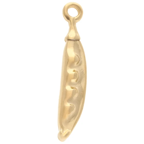Bean pendant 26x5 mm - Gilded with fine gold x1