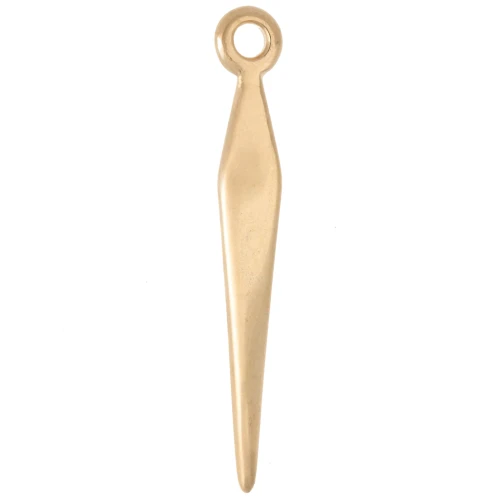 Pendant 24x3 mm twisted effect tip - Gilded with fine gold x1