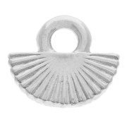 Mini fan charm 7x8 mm - Antique fine silver plating x1