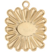 Square pendant 24x20 mm - eye motif - Gilded with fine gold - White - Blue x1