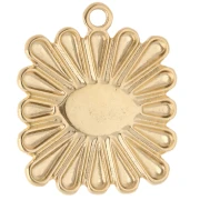 Square pendant 24x20 mm - eye motif - Gilded with fine gold - White - Blue x1