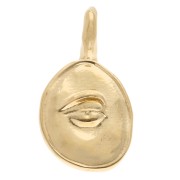 Irregular oval charm 18x10 mm - eye motif - Gilded with fine gold x1