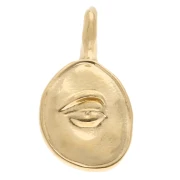 Irregular oval charm 18x10 mm - eye motif - Gilded with fine gold x1