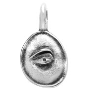Irregular oval charm 18x10 mm - eye motif - Antique sterling silver plating x1