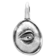 Irregular oval charm 18x10 mm - eye motif - Antique sterling silver plating x1