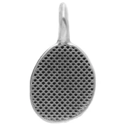 Irregular oval charm 18x10 mm - eye motif - Antique sterling silver plating x1