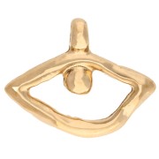 Irregular hammered eye charm 14x18 mm - Gilded with fine gold x1