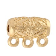 Pearl tube 13x10 mm - ethnic motif - with 3 rings - Gilded with fine gold x1