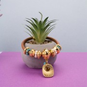 Round flattened bead 17 mm - flower motif - with 1 ring - Gilded with fine gold x1