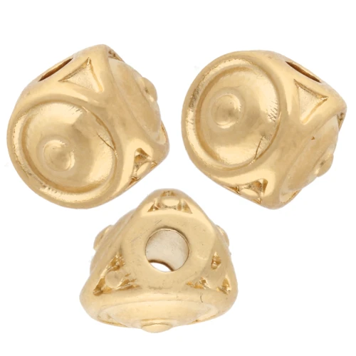 3-sided bead 8x6.5 mm with small balls - Gilded with fine gold x1