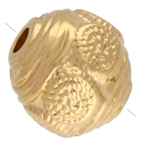 9 mm round ethnic bead - Gold-plated x1