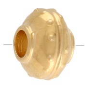 Textured flattened round bead 14 mm - Gold-plated x1