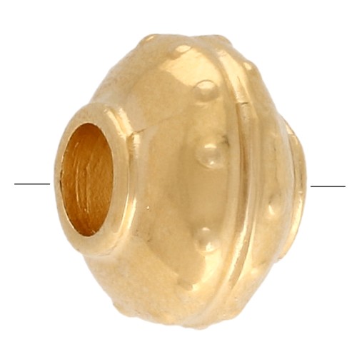 Textured flattened round bead 14 mm - Gold-plated x1