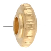 13 mm textured roundel bead - Gold-plated x1