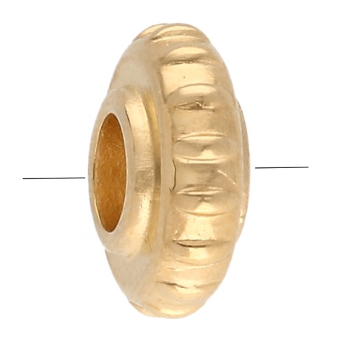 13 mm textured roundel bead - Gold-plated x1
