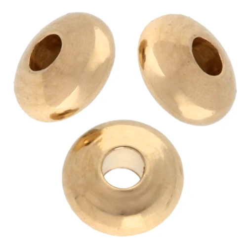 Flattened round beads 4 mm - Gold-plated x10