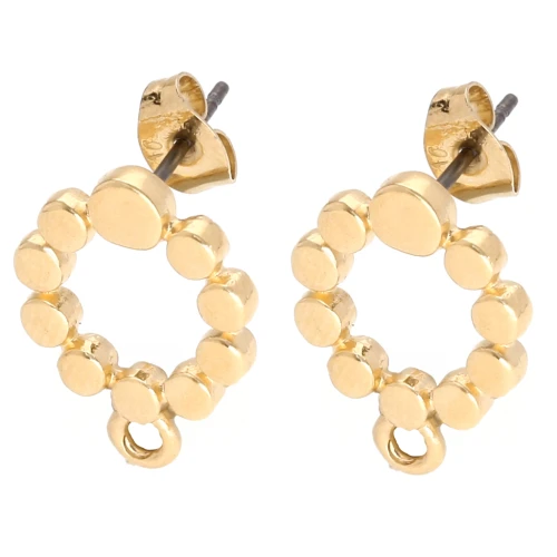 Round hollow stud earrings 18x13.5 mm - Gold-plated x2